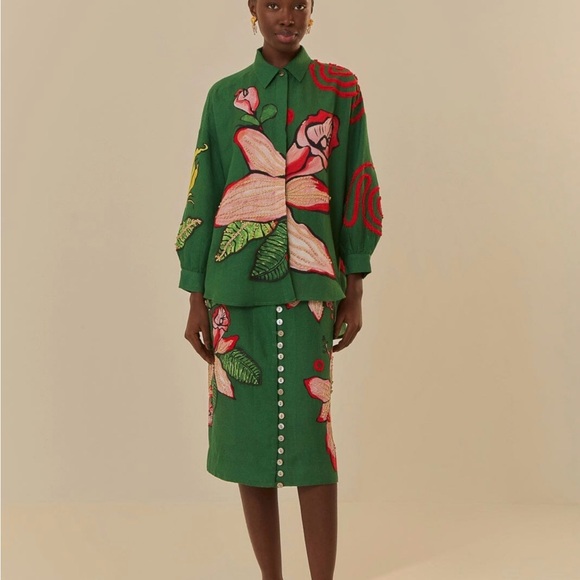 FARM Rio Green Floral Blouse - Picture 2 of 13